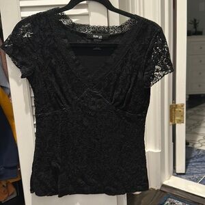 Black blouse short sleeve. Mesh on top